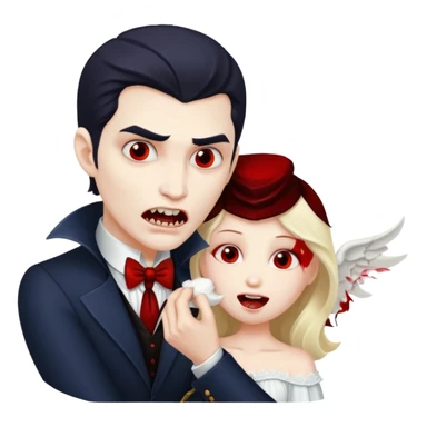 Vampire man biting angel woman sticker