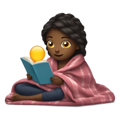 girl reading kindle with blanket sticker