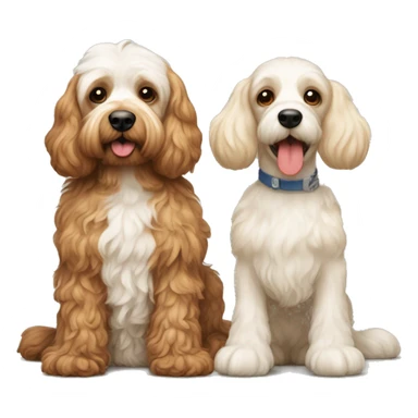 Two cockapoos full body one red cockapoo and one smaller cream color cockapoo  sticker