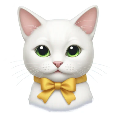 White cat with a bow sticker