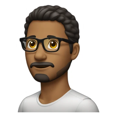 cara de hombre con pelo corto negro usando lentes y con apariencia pensativo sticker