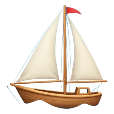A small sailboat emoji sailing on the ocean, with half the sky showing the sun and half showing the moon. Minimal vector style, soft gradients, white background. sticker
