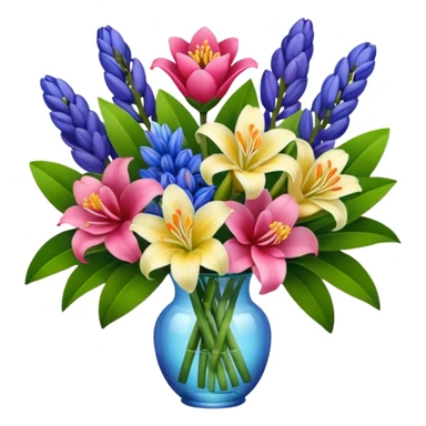 Lilies, hyacinths and camellias in a flower bouquet sticker