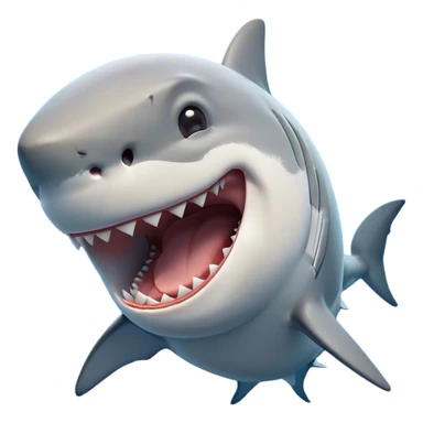 Cinematic Cute Yawning Great White Shark Portrait Emoji, Head tilted slightly with a dramatic, wide-open yawn, showcasing its robust, streamlined form with a slightly open mouth revealing powerful jaws and sleepy, half-closed eyes, Simplified yet irresistibly adorable features, highly detailed, glowing with a soft, cozy oceanic glow, high shine, relaxed yet expressive, stylized with a hint of whimsical aquatic ease, soft glowing outline, capturing the essence of a drowsy yet affectionate great white shark that appears ready to stretch and yawn its way out of the screen! sticker