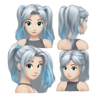 Niki shiina grey hair medium ponytail blue eyes sticker