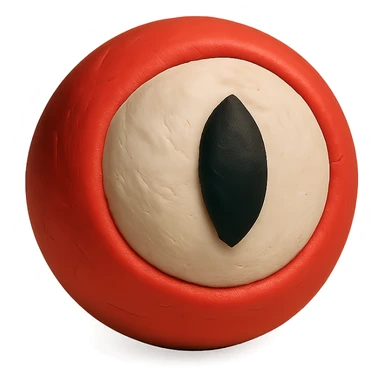 claymation style red round eyeball with black sharp pupils sticker