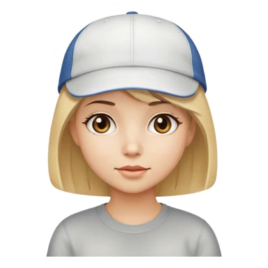 A girl with a bob cut blonde hair wearing cap sticker