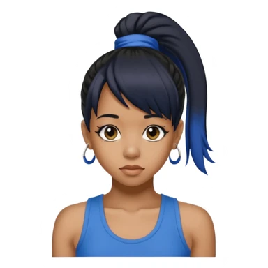 Lisa Left Eye Lopes black ponytail hair, blue tank top sticker
