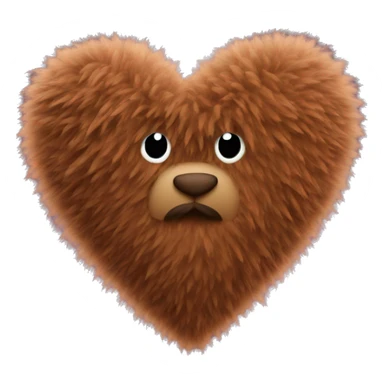 Brown fuzzy heart  sticker