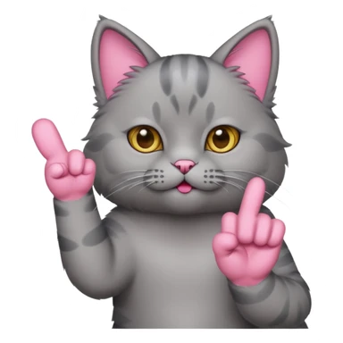 Gray cat giving middle finger sticker