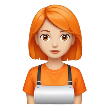 girl hairdresser wearing a orange shirt  sticker