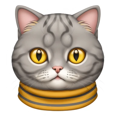 A grey striped Scotch fold with folded ears, a cute cat sticker
