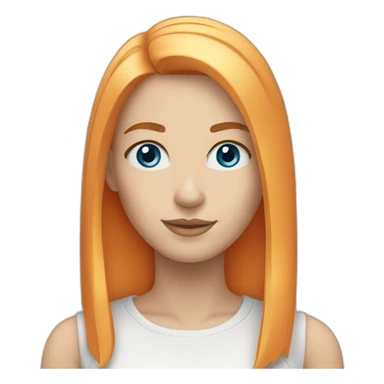 women blue eyes, shoulder-length straight blond-orange hair, white skin and slight smile sticker