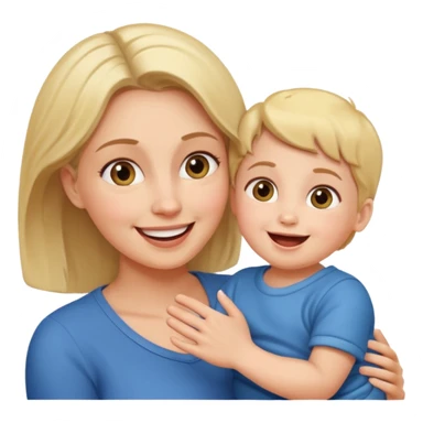 pleasanty surprised mother with child sticker