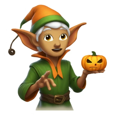 pumkin elf male casting a spell sticker
