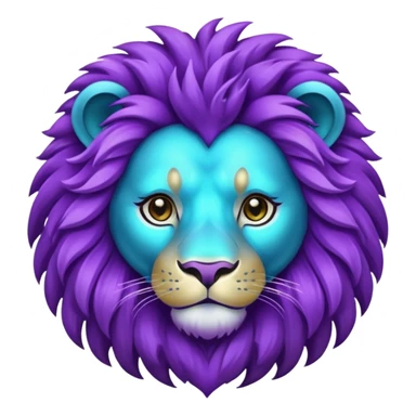 glitter purple and cian lion sticker