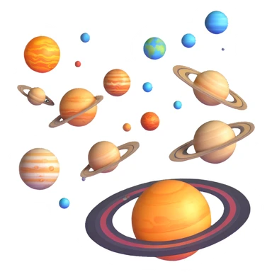 detailed 3D solar system with sun and planets sticker