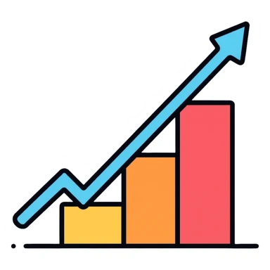 business chart with upward trend sticker