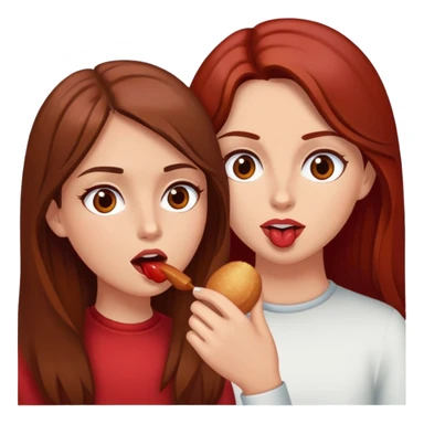 A red guy has a taste with a brunette with brown eyes and long brown hair sticker