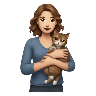Girl with brown hair holding 2 cats sticker