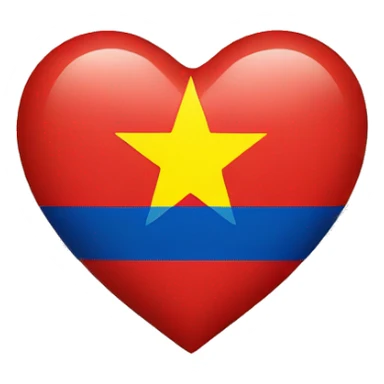 A heart with a Vietnamese flag on it sticker