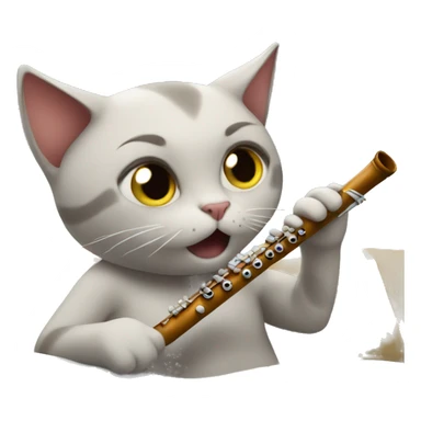 A cat playing the flute in bed sticker