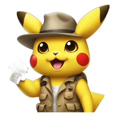 pikachu, holding watergun, mafia trenchocat sticker