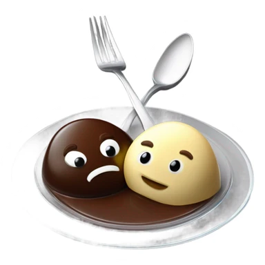 1 Chocolate quenelle and 1 vanilla quenelle on a fine dining glass plate sticker