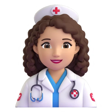 Latina nurse with curly hair, nurse uniform, friendly expression sticker
