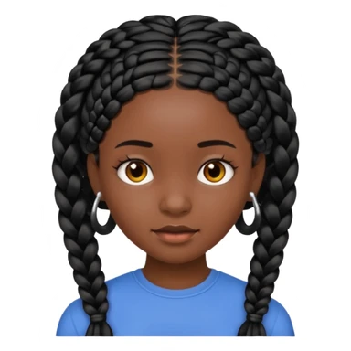 dark, black girl with black braids sticker