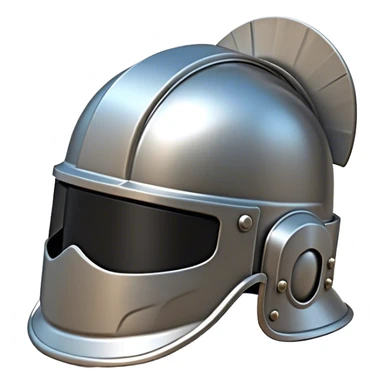 Clash of Clans aesthetic: Cinematic Playful Steel Helm Emoji, rendered in a 3D vector-style similar to standard emojis with minimal shading and bold, simplified shapes. A compact, isometric helmet crafted of shining steel with intricate engravings and a protective visor, softly glowing with a noble warrior charm. Simplified yet unmistakably iconic, highly detailed and consistent, glowing with a soft radiant gleam and high polish. Stylized with a touch of chivalric tradition and a soft glowing outline, capturing the essence of a stalwart battle helm with a friendly, playful manner! sticker