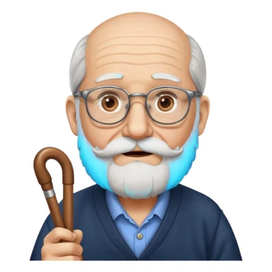 Anciano barba blanca larga bastón audifonos sordera lentes  sticker