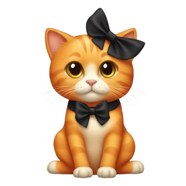 an orange cat with black bow sticker