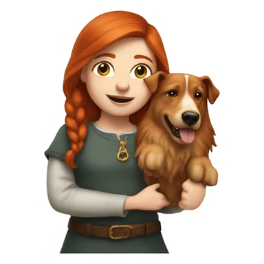 girl druire redhead dwarf with big dog
 sticker