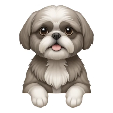 cute all grey shih tzuh behind window shades pulling them open with one paw and peeking through them sticker