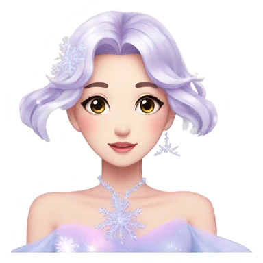 Gorgeous Beautiful Anime-Pastel-Lady with crystals and snowflakes and glitters aesthetic sticker