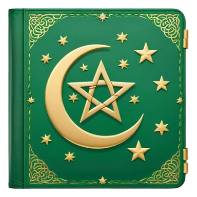 Closed Quran with the Islamic Symbol on it (moon and star) green from left to right sticker