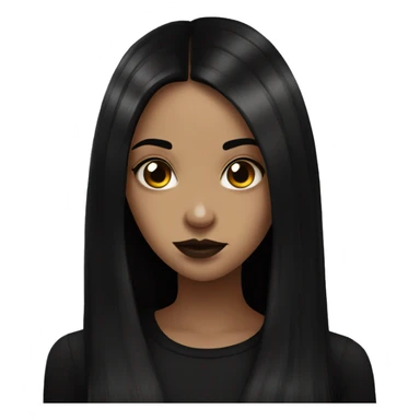 Brown goth girl with long black hair portrait  sticker