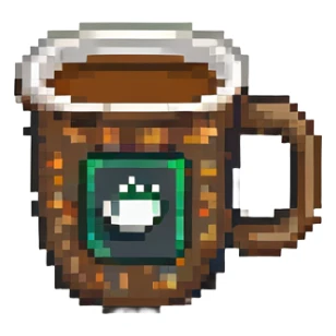 Coffee cup with code symbols, programming logo sticker