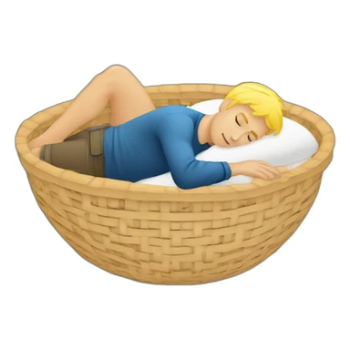 Blonde Guy sleeping in a an egg basket sticker