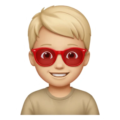Red sunglasses on head of little boy sticker