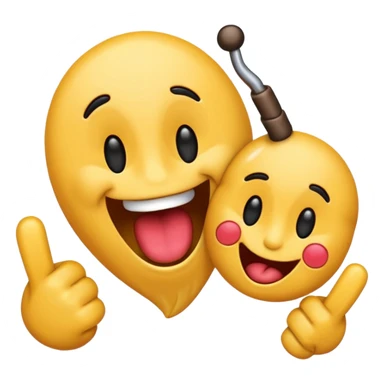 can you do the drooling emoji rotated right slightly with two ear emojis place over it, them mirroring one another, and then can you do a rocking out emoji over top all of it that is flipped completely upside down sticker