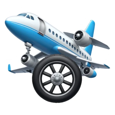 he aircraft's landing gear is one inflated, plump wheel with a strut, black in color, cartoon-style sticker