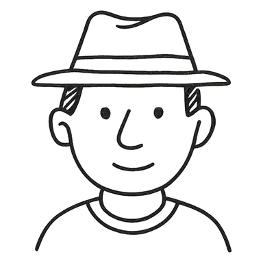 hand drawn outlined icon of a man with a hat sticker