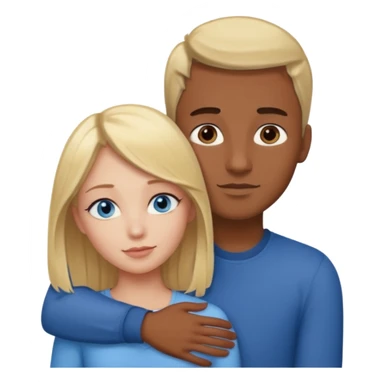 blonde hair blue eyes woman embracing a taller man who has brown skin and dark brown hair sticker
