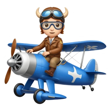  cow pilot riding blue plane sticker