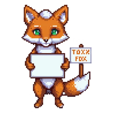 Fox holding a sign sticker
