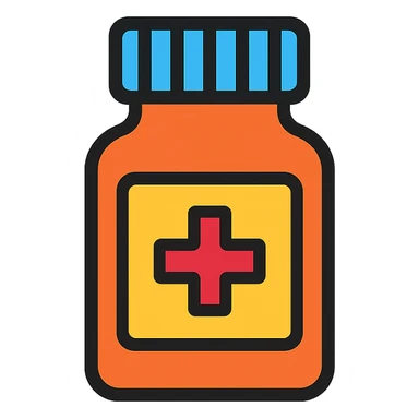 A medicine bottle emoji in lineal color icon style. sticker