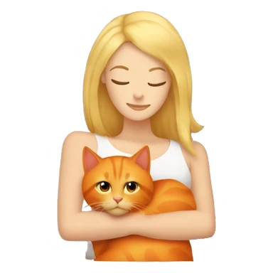 blonde women cuddling with orange cat  sticker