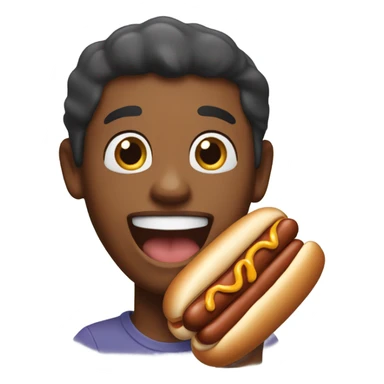 brown skin emoji eating hotdog weiner  sticker